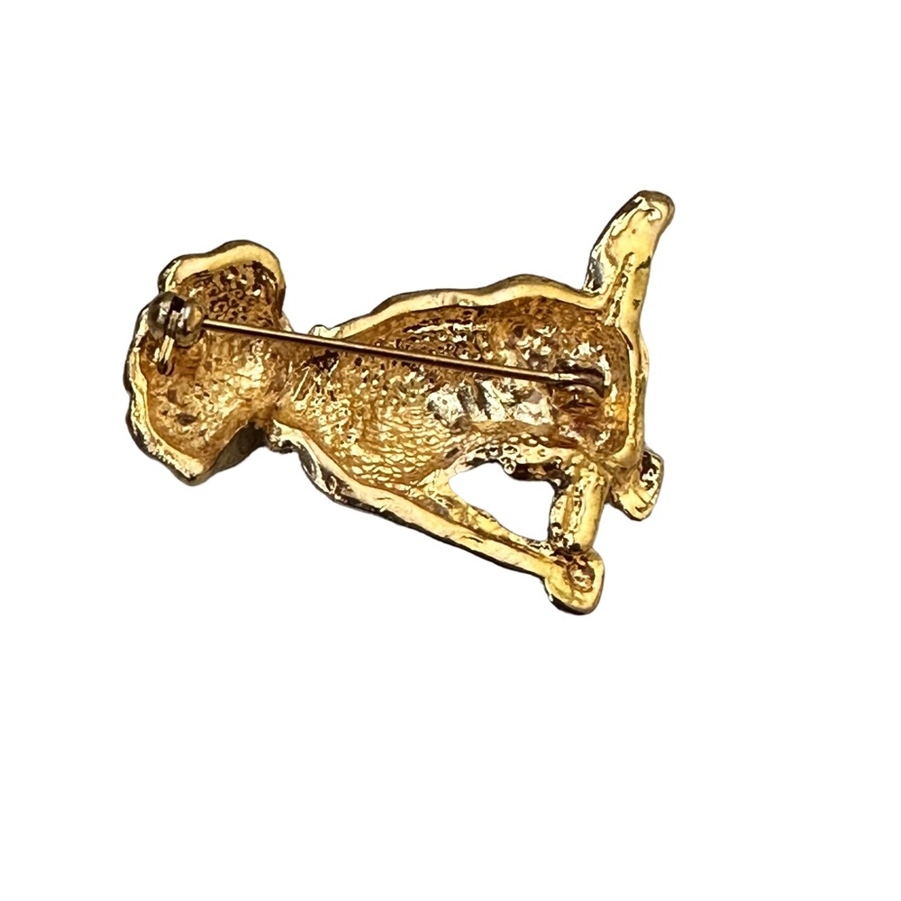 Vintage Crystal Dog Pin Brooch Gold Tone - Picture 9 of 10